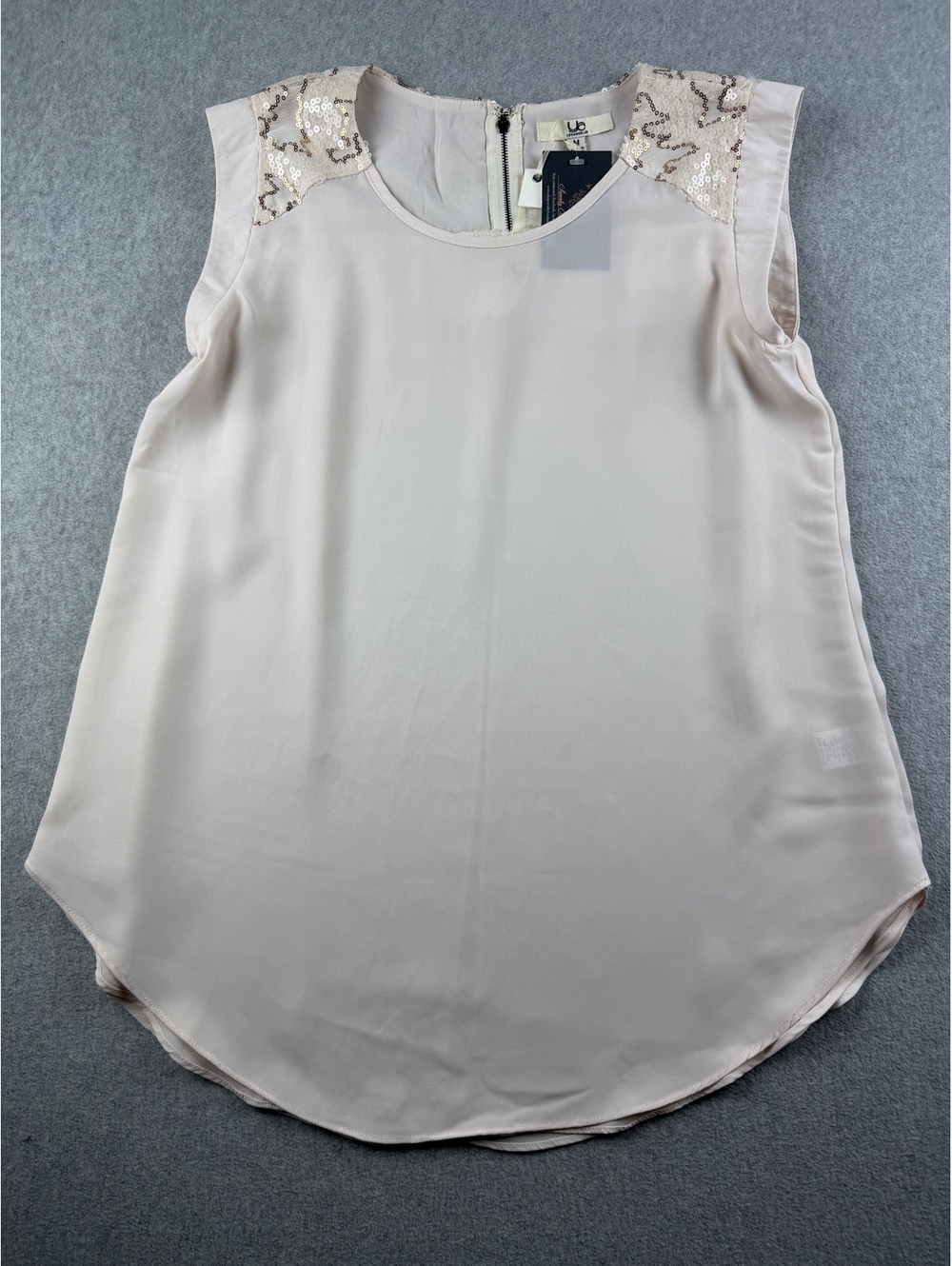 NWT YA Los Angeles Sequin Shoulder Chiffon Tunic Blouse M